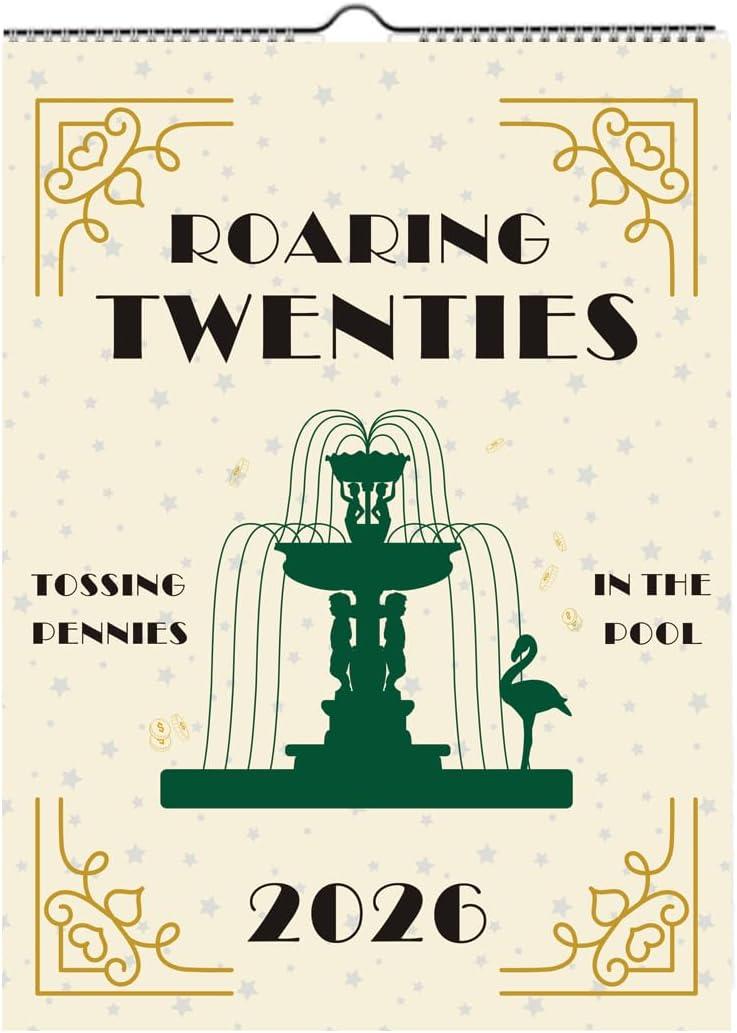 2 x 2026 Roaring Twenties Calendar Wall Calendar, Calendar with Song Lyrics, 12 Monthly Calendar Planner