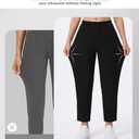 Houmous Womens Cotton Barrel Pants Stretch Lounge Golf Travel Casual Slacks Belt Loops Pockets (26" Inseam, Black, X-Large)