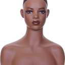Realistic Mannequin Head with Shoulders for Wig Displaying, Wig Display Head Stand , Makeup Design Brown