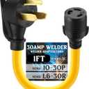 Tellegloww 30Amp Welder Adapter Cord NEMA 10-30P to L6-30R, 30 Amp 3 Prong Male Plug to 30Amp Lock 3 Prong Welder Plasma Cutter Power Adapter STW 10 AWG/3C, 1FT, ETL Listed