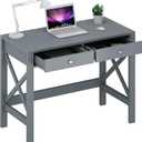 ChooChoo Home Office Desk Writing Computer Table Modern Design Desk with Drawers (Grey)