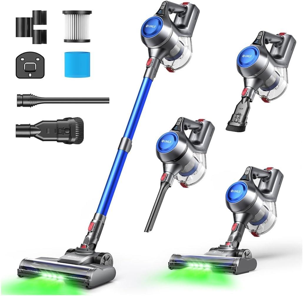UML0 Cordless Vacuum Cleaner, 40Kpa Powerful Suction Stick Vacuum Cleaners for Home, 45 Mins Runtime, 1.6L Dust Box, Anti-Tangle, 8-in-1 Rechargeable Vacuum for Hardwood Floor,Carpet,Pet Hair (Navy)