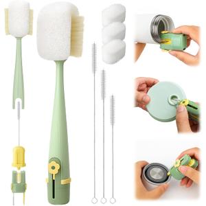 Palksky 5 in 1 Water Bottle Cleaning Brush Set, Multifunctiona Brush and Straw Cleaner for Owala/Stanley/Hydro/Yeti/Simple Modern Cup Accessories