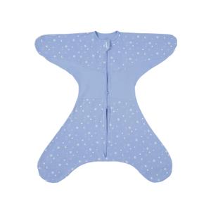 GROWNSY Transitional Swaddle Sleep Sack 3-6 Months, 100% Cotton Starfish Design Baby Swaddle Sack, Dual-Zipper for Easy Diaper Changes, Proper Hip Development & Openable Foot Button, 12-20lbs, Blue