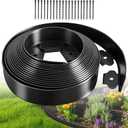 Landscape Edging, Garden Edging Border No Dig 2" Tall x 20'​with 20 Stakes, Plastic Edging for Landscaping Border - Easy Install & Cut, Flexible for Flower Beds, Lawn, Yard, Paver Black, 2in x 20ft