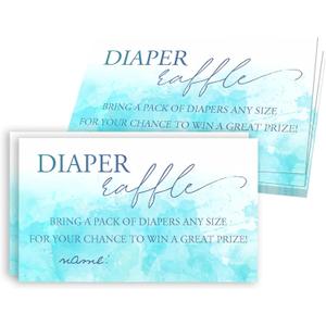 50 Pcs Diaper Raffle Tickers for Baby Shower - 2.1 x 3.5 Inches Blue Baby Shower Game Invitation Cards for Boys, Girls Gender Reveal Announcement - Party Decoration & Supplies - A02