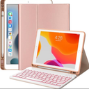 JADEMALL Keyboard Case for iPad 9th Generation 10.2 Inch, Wireless Bluetooth, 7 Color Backlit Detachable Keyboard with Pencil Holder for iPad 8th/ 7th Gen/iPad Pro 10.5"/ iPad Air 3rd Gen, Rose Gold