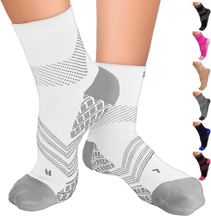 TechWare Pro Plantar Fasciitis Socks – Cushion Ankle Compression Socks Women & Men. Achilles Tendonitis Brace & Arch Support, XL