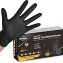 TitanFlex Thor Grip Heavy Duty Black Industrial Nitrile Gloves with Raised Diamond Texture, 8-mil, Latex Free (XL (Pack of 50))