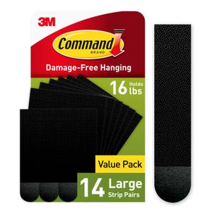 Command Large Picture Hanging Strips, Black, Holds up to 16 lbs, 7-Pairs, Easy to Open Packaging