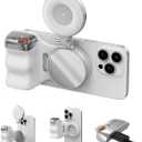TELESIN Fun Shot Magnetic Phone Camera Grip + C03 Magnetic Selfie Light (Silver) Bundle Kit Compatible with iPhone Magsafe & Android, Creator Kit for Selfies/Photography/TikTok/Zoom Calls/Video