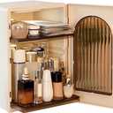 DASITON Large Capacity Makeup Organizer for Countertop, 3 Adjustable Layers Skincare Organizer, Dustproof & Waterproof Makeup Storage, Cosmetic Display Case for Vanity, Bathroom, Bedroom (Cream)