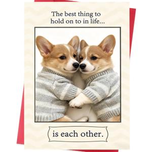 2 x Cute Dog Valentines Day Card for Husband, Wife, Boyfriend or Girlfriend  Romantic Valentines Gift for Him or Her (WY-510)