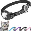 Airtag Cat Collar Breakaway with QR Code Name Tag, Reflective cat Collar airtag Holder with Bell, Cat ID Tag Personalized, Ultra-Durable, Adjustable, Quick Release, Fits Small Large Cats, Black