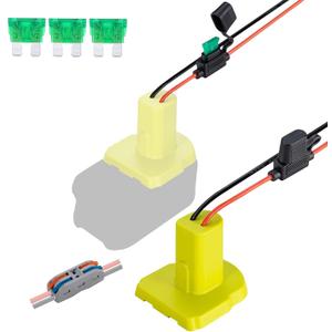 Power Wheel Adapter Compatible for Ryobi 18V Battery with 30A Fuse & Wire terminals, Power fit for Rc Car, 14 Gauge Robotics, Rc Truck, DIY, Compatible for Ryobi 18V P108 P107 P102 P100 (Green)