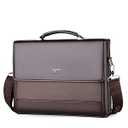 Men's Leather Briefcase Handbag, 13" Laptop Business Bag w Detachable Shoulder Strap, Messenger Bag for Office Work Travel (Brown)