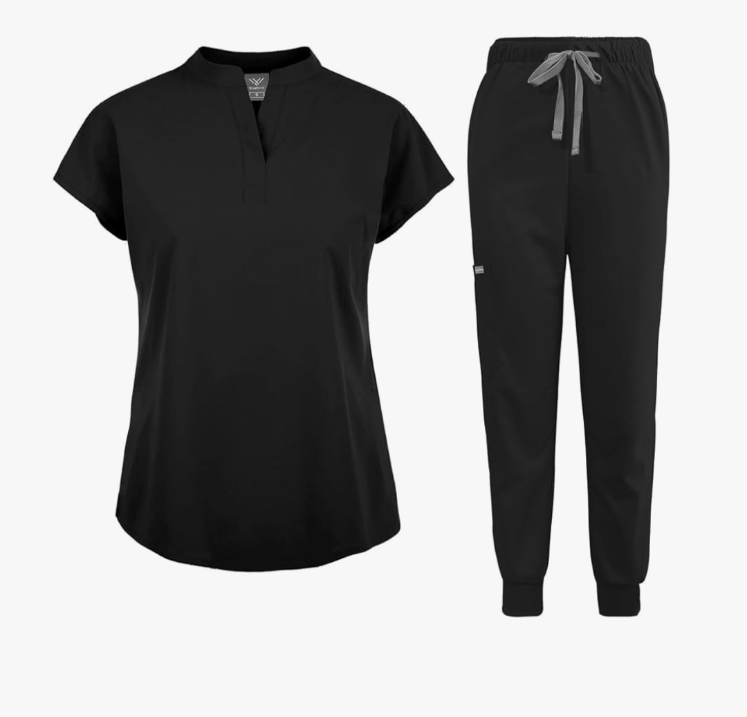 niaahinn Scrubs Set for Women Nurse Uniform Jogger Suit Stretch Top & Pants with Multi Pocket for Nurse Esthetician Workwear S