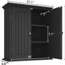 ChooChoo Bathroom Wall Cabinet, Over The Toilet Space Saver Storage Cabinet, Medicine Cabinet with 2 Door and Adjustable Shelves, Cupboard, Black