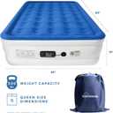 SoundAsleep Products Dream Series Luxury Air Mattress, ComfortCoil Technology, Built-in High Capacity Pump for Home, Camping- Double Height, Adjustable, Inflatable Blow Up, Portable (Queen Size)