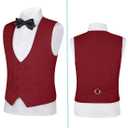 Boys Formal Suit Vest Double Breasted Solid Wedding Vest for Boys (2, Light Burgundy)