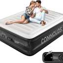 COMMOUDS Queen Air Mattress with Built-in Pump, 18" Raised Blow up Mattress, Comfort Inflatable Mattress with Waterproof Flocked Top, Portable Airbed for Guests, Camping, Home & Travel Use, 660lbs Max