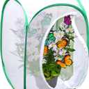 SunGrow Foldable Butterfly Habitat, 24" Butterfly Cage for Caterpillars, Create Farm, Enclosure for Breeding Soldier Fly, Ladybug, Dragonfly, or Housefly for Chicken and Reptile Feed, Green
