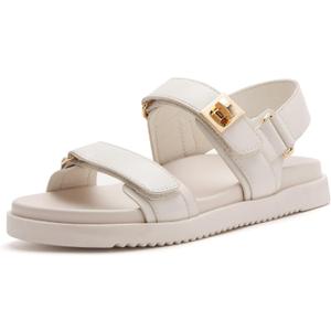 vodvob Women’s Flat Sandals with Soft Cushioned Footbed Open Toe Slides Adjustable Slip On Slippers for Summer, Size 8