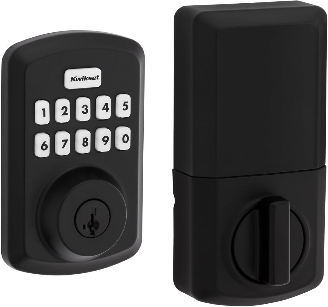 Kwikset Powerbolt 250 10-Button Keypad Matte Black Transitional Electronic Deadbolt Door Lock, Featuring Convenient Keyless Entry, Customizable User Codes and Auto-Locking