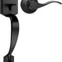 Camelot Trim Lower Half Handleset, Matte Black Finish, Upgated Entry Door Handle with Accent Wave Door Lever for Electronic Keypad with Drop Interior Left Handed Lever (1 Pack)