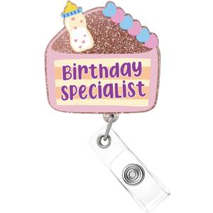 Badge Reel Holder Retractable with ID Clip, Nurse Badge Reel for Lab Techs, Nurses, Medical Assistants, Nursing Assistants, Lab Week Gift,LPN,L&D Funny Accessories (Birthday Specialist)
