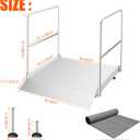 Aluminum Adjustable Threshold Ramp with Detachable Handrail for Wheelchair, 36" x 36" Doorway Ramp with 3.4"–7.2" Rise, Self-Supporting Entry Ramp for Uneven Surface, 1100lb Capacity with Non-Slip Mat