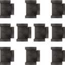10 Pack 1/2 inches Malleable Cast Iron Pipe Tees, Industrial Pipe Flanges for Threaded Black Pipes and Fittings, DIY Steampunk Industrial Vintage Style.