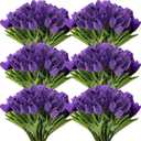 Janinka 50pcs Artificial Tulip Flowers Fake PU Tulips Faux Latex Bouquet Flower Centerpieces Arrangement Floral for Mother Day Wedding Spring Decorations (Dark Purple)