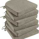 Basic Beyond Chair Cushions for Dining Chairs with Ties and Removable Cover, 2" Thick Seat Cushions for Kitchen Chairs, Set of 6, 17" x 16", Khaki