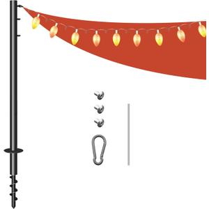 Shade Sail Poles,11.4FT Heavy Duty Outdoor Sun Shade Sail Pole with Spiral Drill Bit, Support Awning Canopy Outdoor Poles for Garden Yard Backyad ﻿ (1)