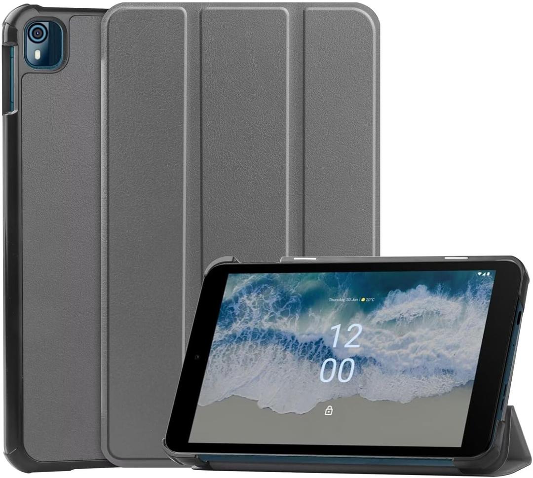 Tablet Cover for Nokia T10 8" (2022 Release), Utra Thin Slim Folio Stand Lightweight PU Leather Case for Nokia T10 2022 (Model: TA-1472) 8 inch (Gray)