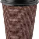 Ripple Cups with Lids - 16oz - Brown - Paper - Case of 240 - For Hot Drinks & To-Go Service, Large