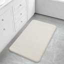 Yimobra Large Bath Mat 36"x24", Super Soft Quick Dry Memory Foam Bathroom Rug, Water Absorbent, Non Slip Backing Machine Washable for Tub Shower, Thick Comfort Support, Cream