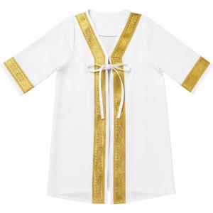 IBTOM CASTLE Newborn Baby Boys Muslim Ramadan Robe Long Sleeve Abaya Sets Eid Kaftan Dubai Islamic Outfits Arabic Kid Thobe (3-6 Months, White)