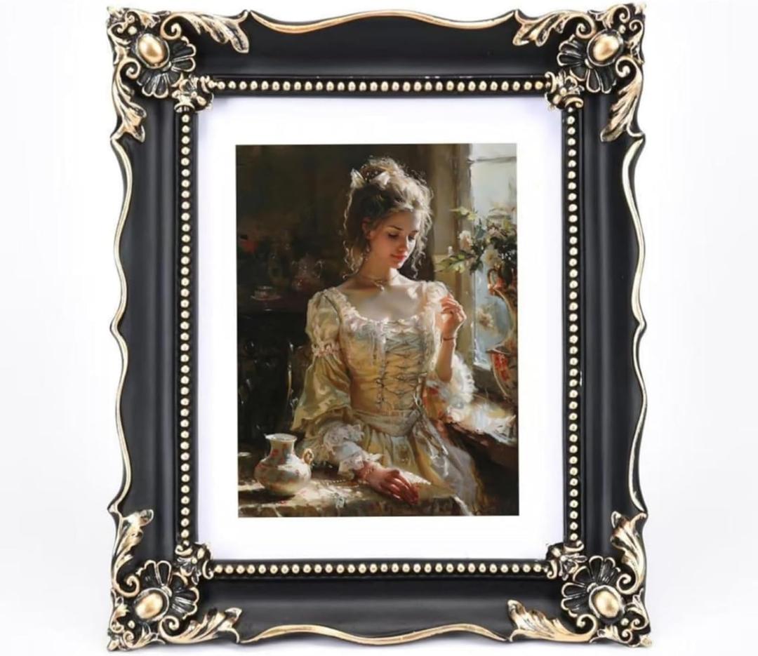 Vintage Picture Frames 8x10 Black Antique picture frame with Mat for 6x8 Ornate picture frames Baroque Tabletop Wall Hanging Home Decor poster Photo frame Horizontal or Vertical