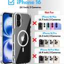 2 x SU - iPhone 16 Magnetic Clear Case Slim Shockproof Design, Compatible with MagSafe, Wireless Charging Case - Transparent Cover, Anti Yellowing Phone Case for iPhone 16 (6.1")
