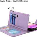 iCoverCase for iPhone 11 Wallet Case with Card Holder and Wrist Strap, PU Leather Kickstand Card Slots Zipper Pocket Magnetic [Detachable] Flip Cover Case 6.1 Inch (Purple)