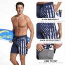 Men's Swim Trunks with Compresssion Liner 7" Swimwear Board Shorts 2-in-1 Bathing Suits with Zipper Pockets (XXL)