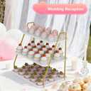 VyGrow Cupcake Stand, 3-Tier Dessert Stand for 55 Cupcakes, Wood & Metal Tower Display Premium Holder Dessert Tree Tower for Christmas Birthday Weddings Party Decor, Serving Tray (White & Gold)