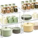 Clear Kitchen Cabinet Organizer, Set of 4 Stackable Spice Rack, Acrylic Shelves for Pantry Organizers and Storage, Tiered Spice Organization for Cabinet, Shelf Organizer for Desk Countertop