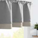 jinchan Gray Linen Textured Valance Curtain Blackout Kitchen Small Drapes for Windows 18 Inch Length Farmhouse Rustic Double Layer Valance for Living Room Laundry Rod Pocket 1 Panel Grey, 50"W x 18"L