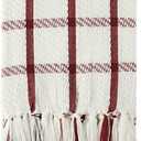 CREVENT 50"X60" Farmhouse Breathable Soft and Warm Chenille Plaid Throw Blanket for Sofa Couch Bed, Home Decoration Throw with Tassles (Red & White)
