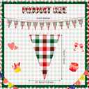 5 Pieces Christmas Banners Red and Green Buffalo Plaid Pennant Flags Christmas Single Sided Paper Triangle Flag for Holiday Decoration Birthday Wedding Party Outdoor Decor