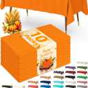 Pureegg Plastic Table Cloth Disposable 10 Pack, 54 x 108 Inch Table Cloths, St Patricks Day, Christmas Decorations, Tablecloths, Rectangle, Forest, Plastic Cover, Leakproof & Sturdy, Orange