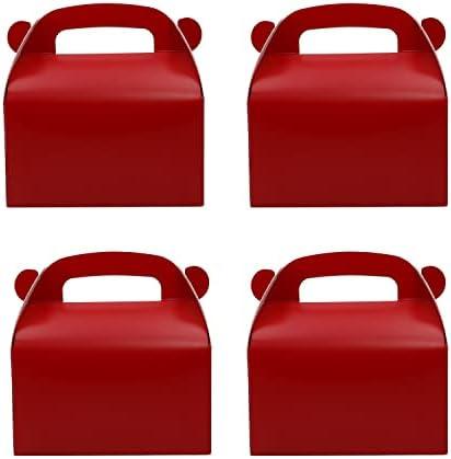 Oletx 30Pcs Dark Red Party Favor Gift Box, Gable Box,Cardboard Treat Box, Goodie Candy Box. Perfect for Birthday Babyshower or Any Fun Red Theme Party